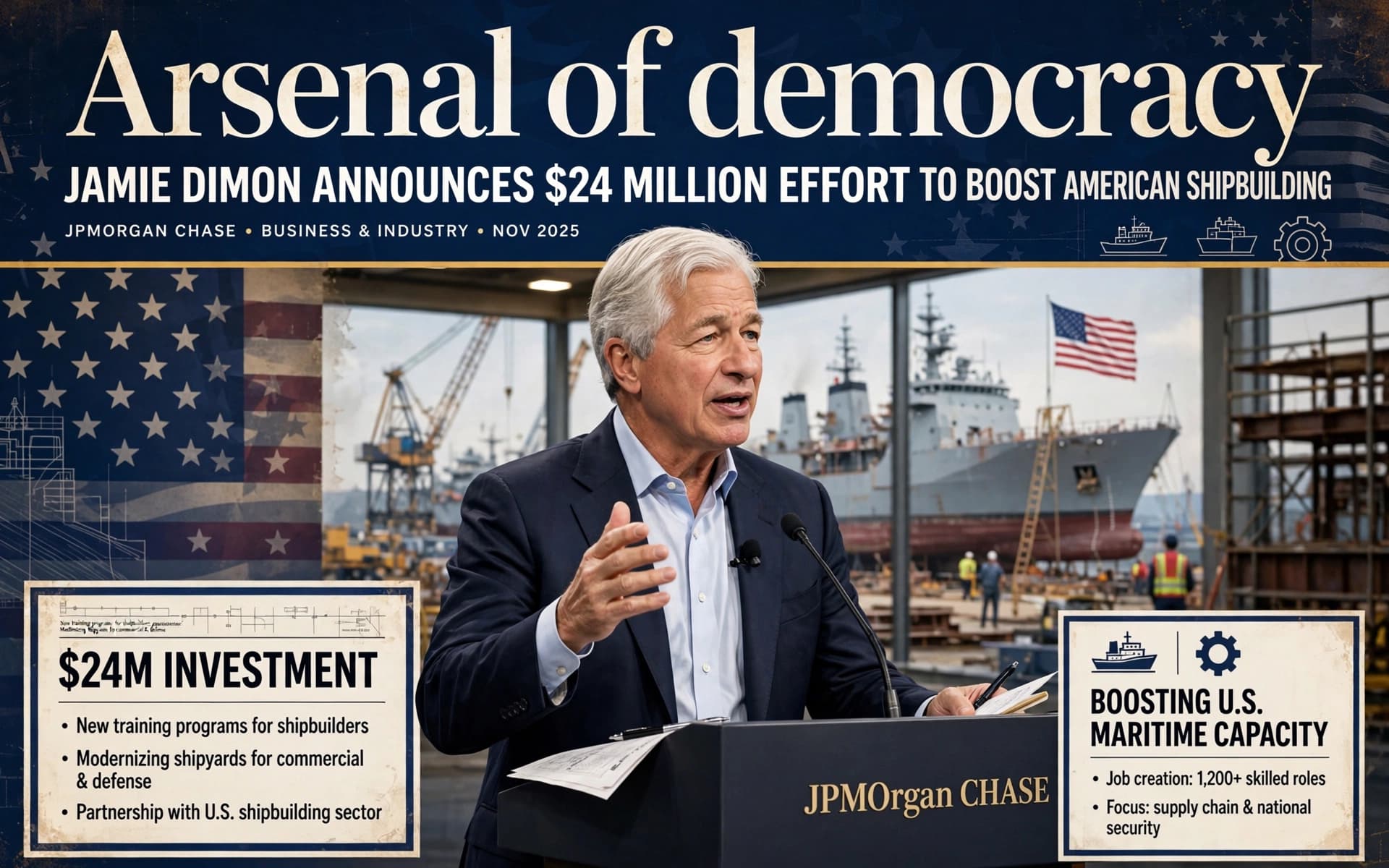 'Arsenal of democracy': Jamie Dimon announces $24 million effort to boost American shipbuilding