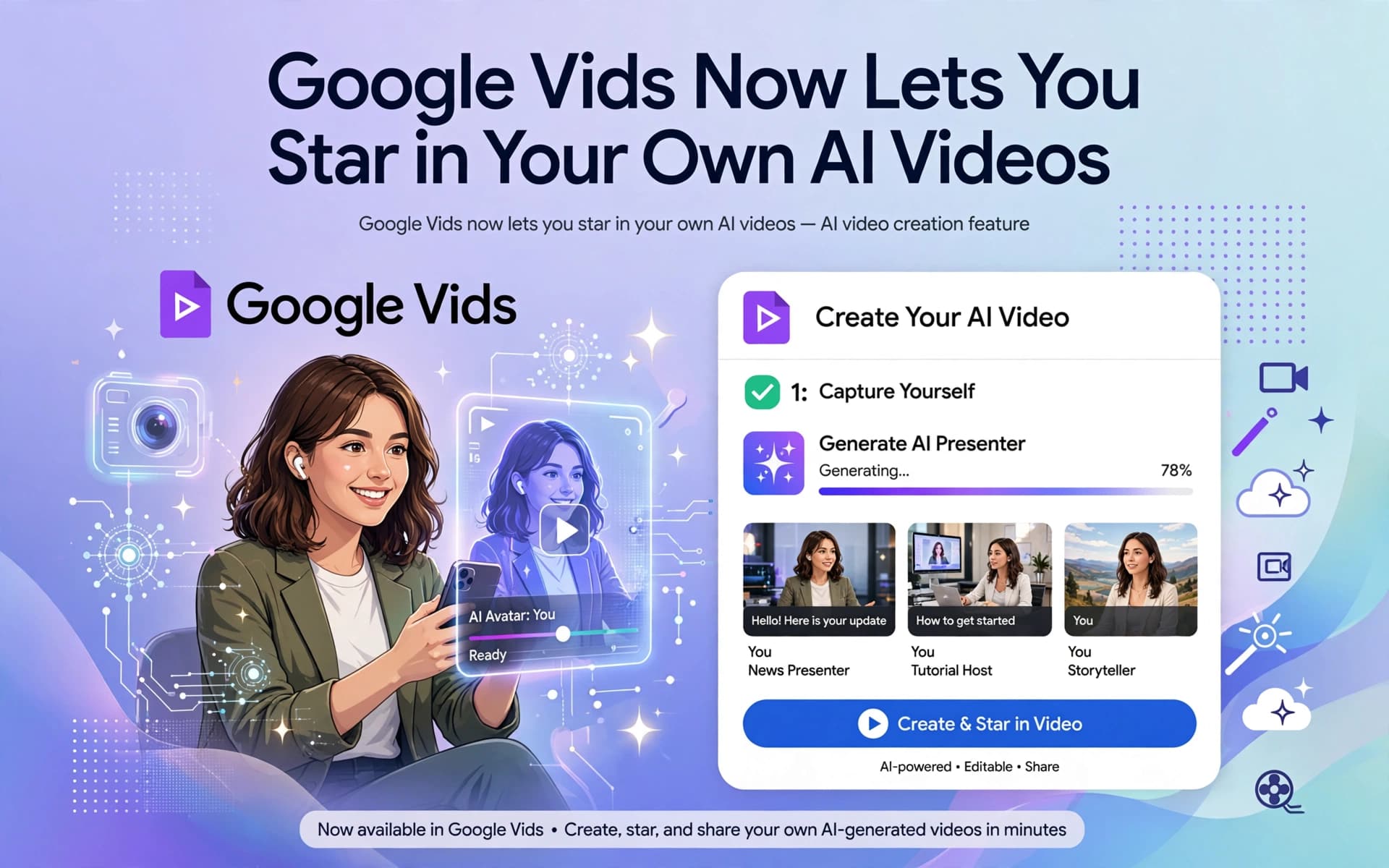 Google Vids Now Lets You Star in Your Own AI Videos