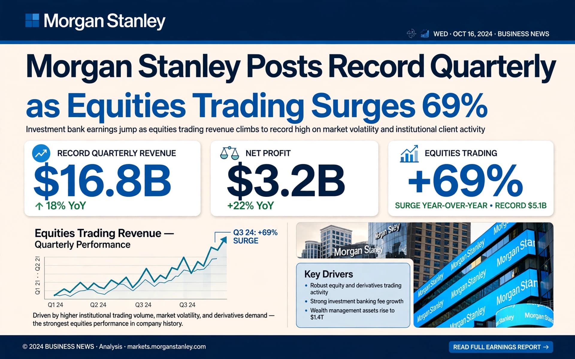 Morgan Stanley Posts Record Quarterly Revenue and Profit as Equities Trading Surges 69%