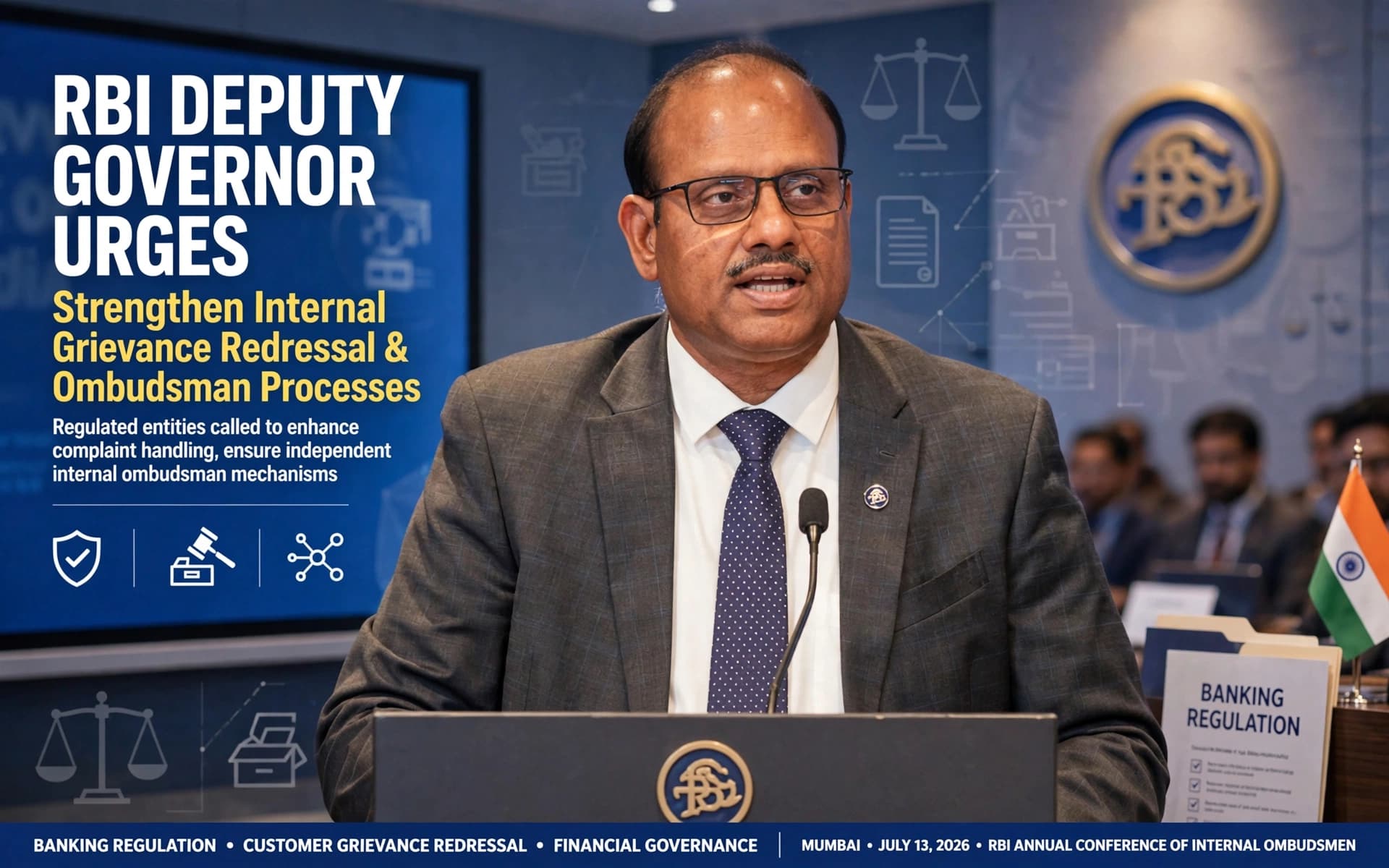 RBI Deputy Governor Urges Regulated Entities to Strengthen Internal Grievance Redressal and Ombudsman Processes