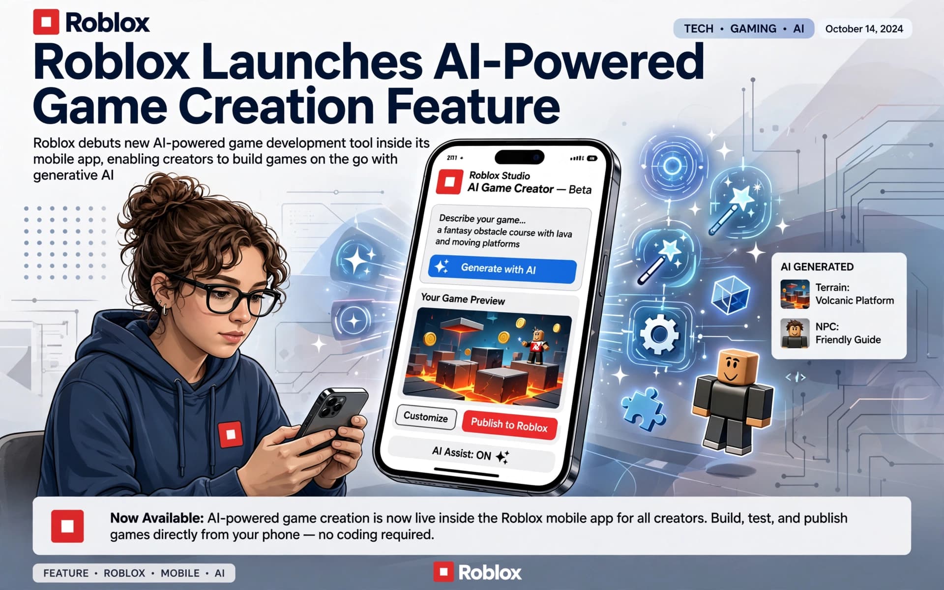 Roblox Launches AI-Powered Game Creation Feature in Its Mobile App