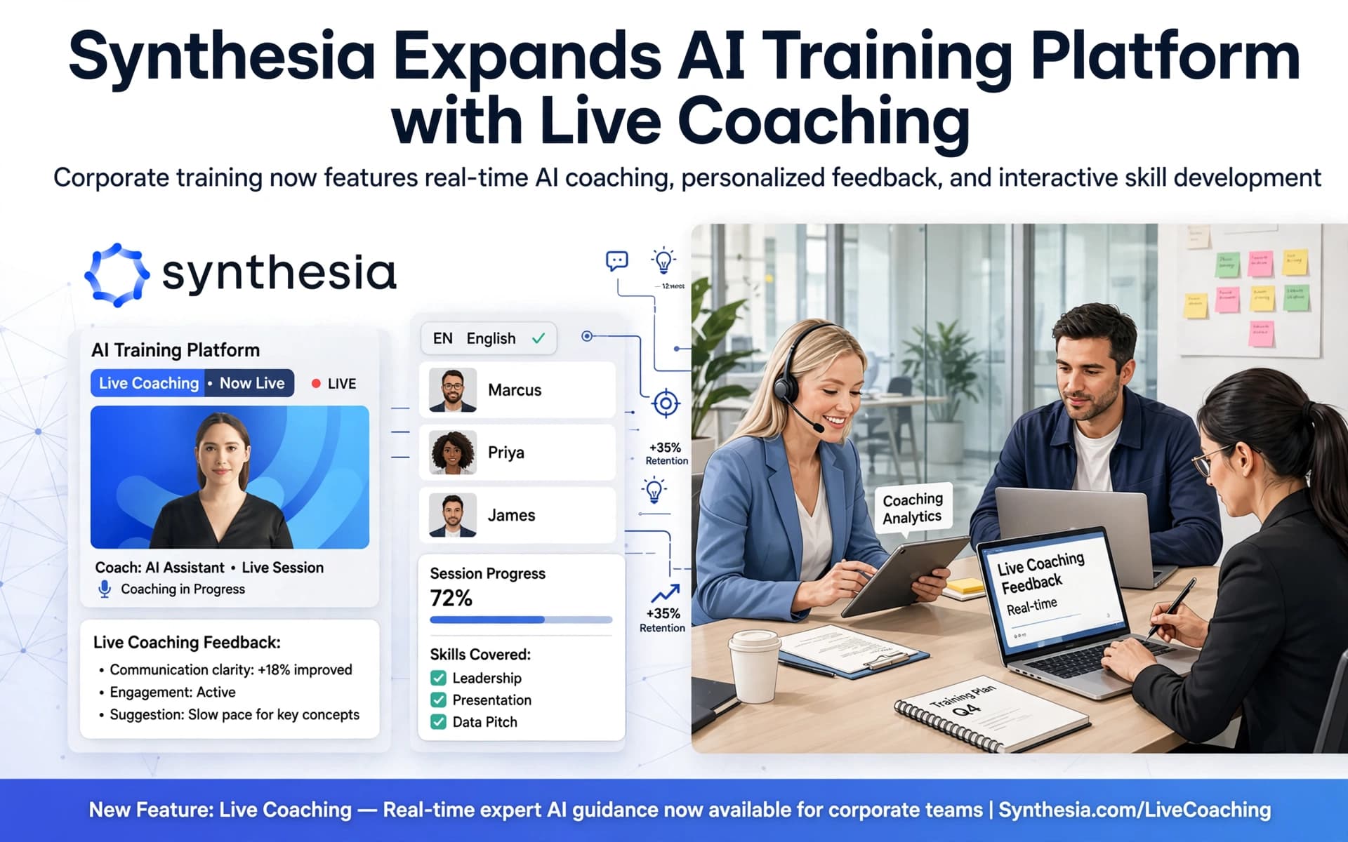 Synthesia Expands AI Training Platform with Live Coaching