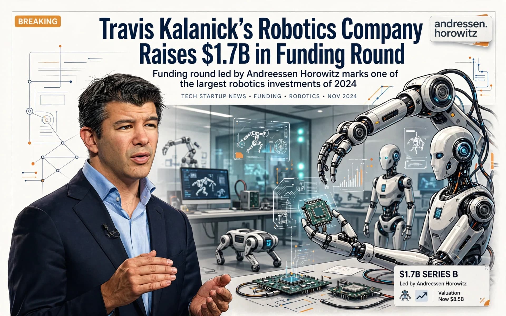 Travis Kalanick's Robotics Company Raises $1.7B in Funding Round Led by Andreessen Horowitz