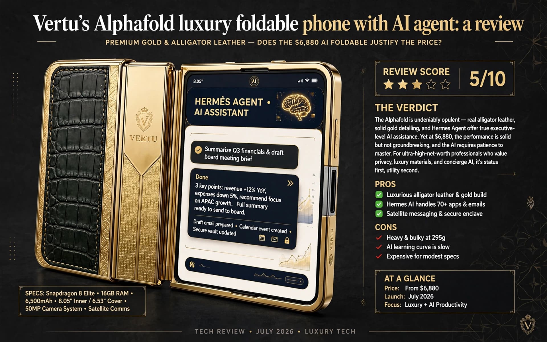 Vertu's Alphafold luxury foldable phone with AI agent: a review