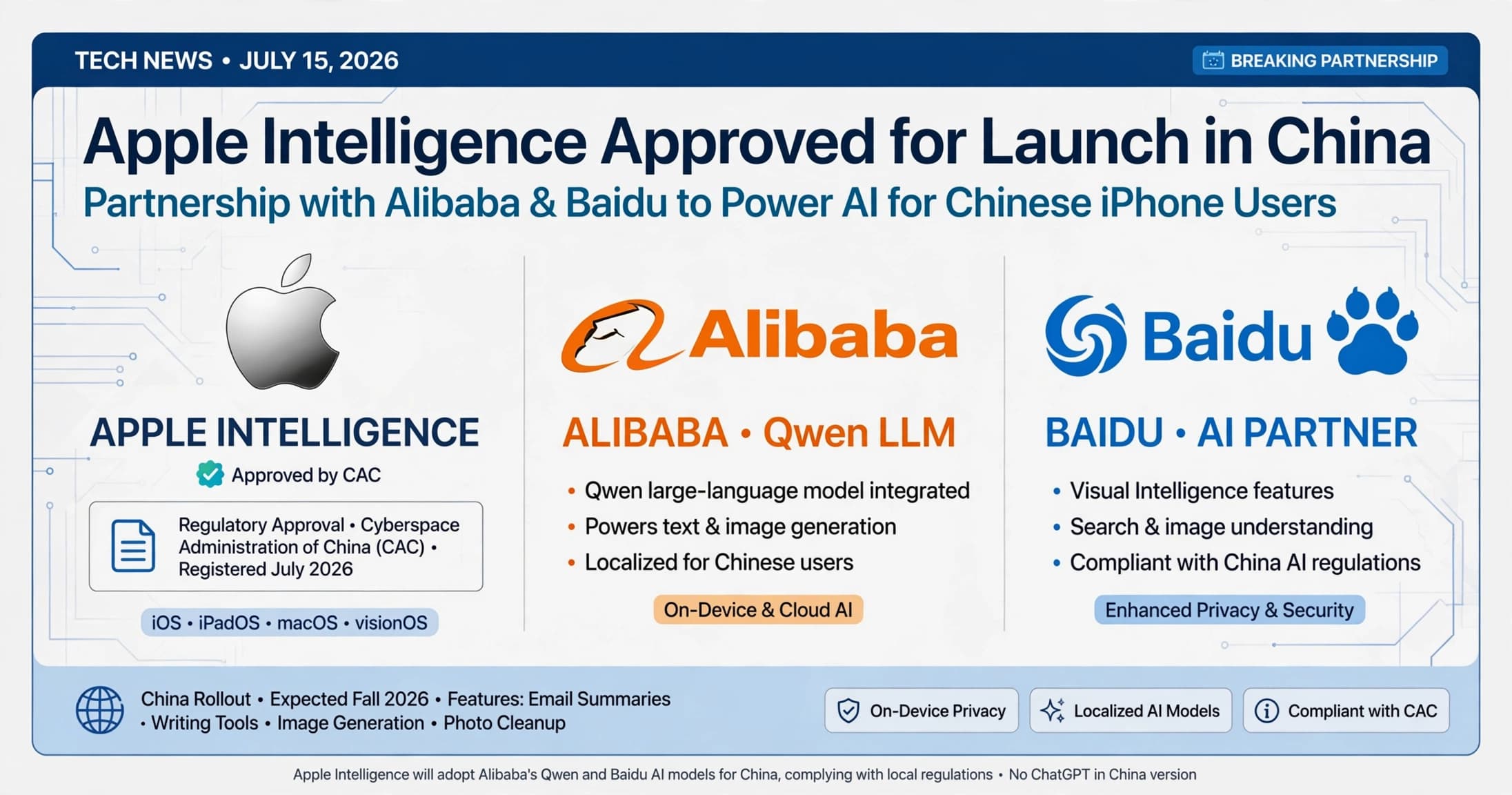 Apple Intelligence approved for launch in China with Alibaba and Baidu