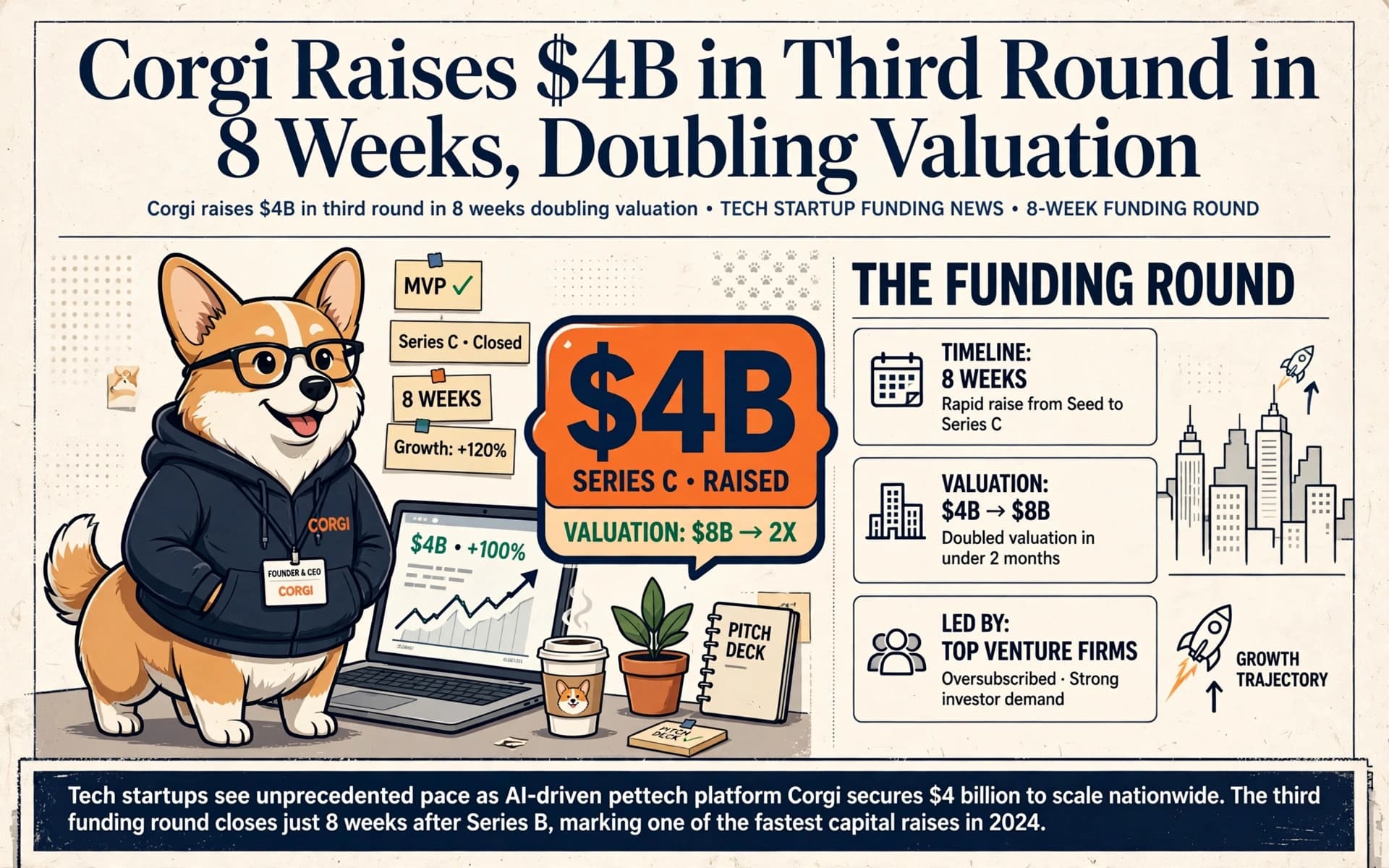 Corgi Raises $4B in Third Round in 8 Weeks, Doubling Valuation