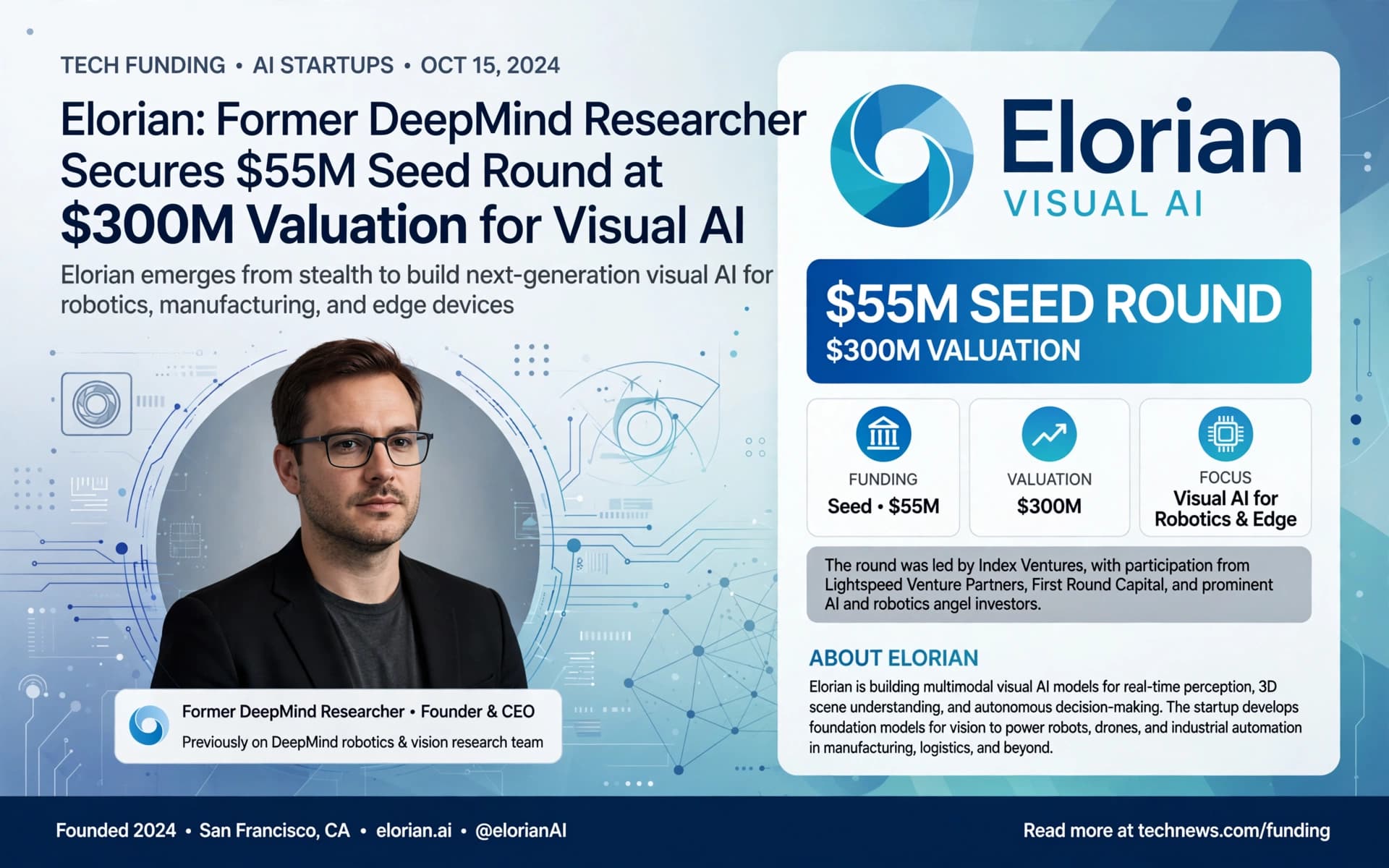 Elorian: Former DeepMind Researcher Secures $55M Seed Round at $300M Valuation for Visual AI