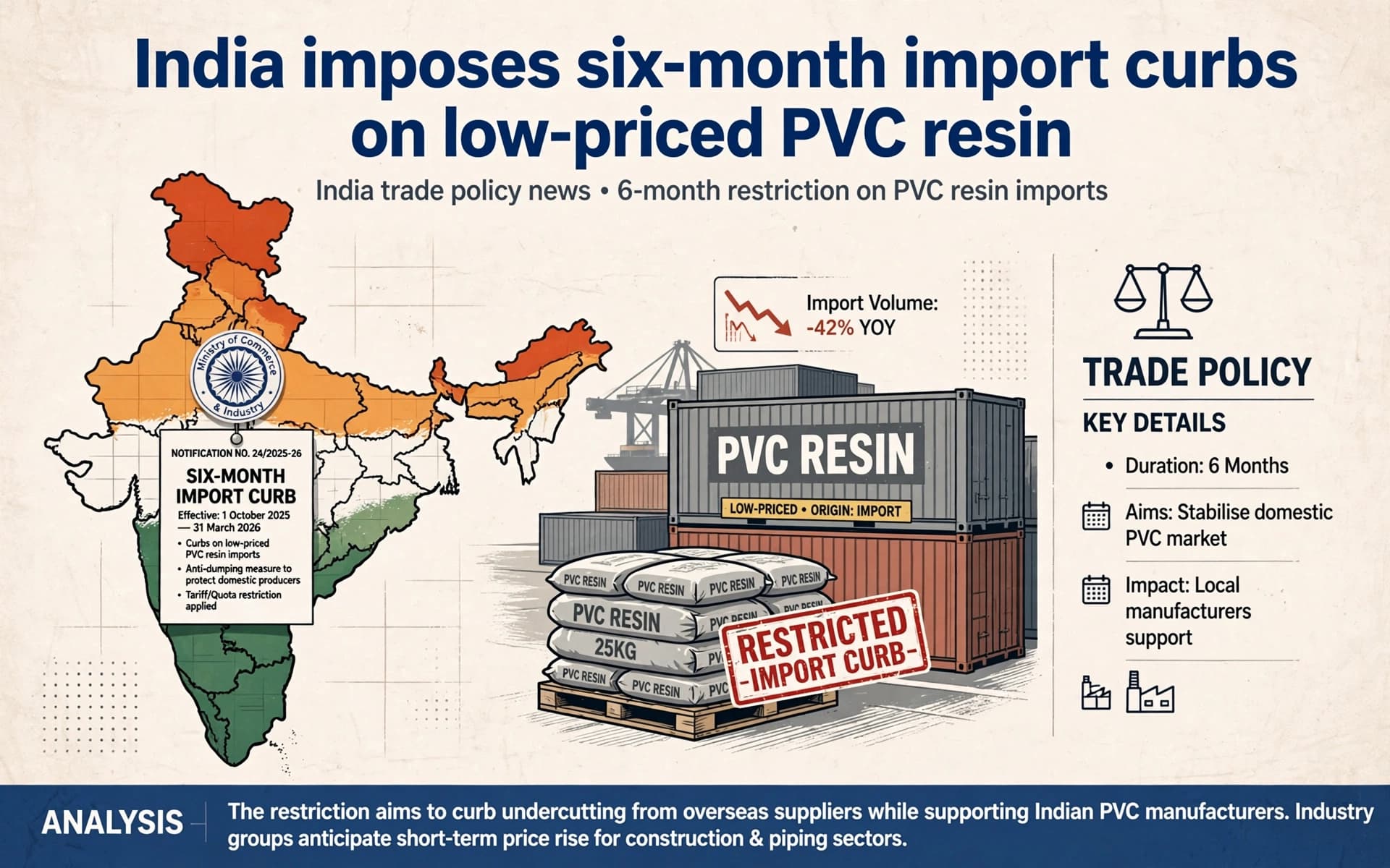 India imposes six-month import curbs on low-priced PVC resin