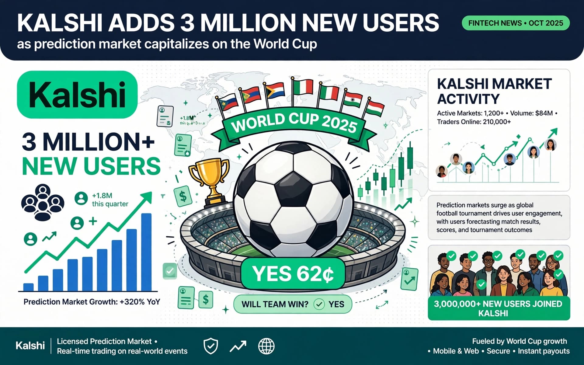 Kalshi adds 3 million new users as prediction market capitalizes on the World Cup
