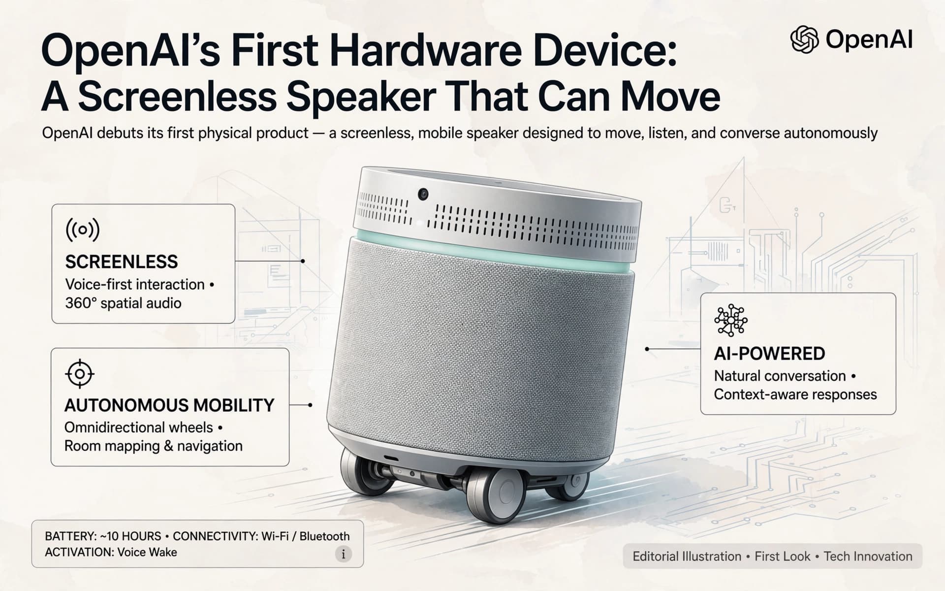 OpenAI's First Hardware Device: A Screenless Speaker That Can Move